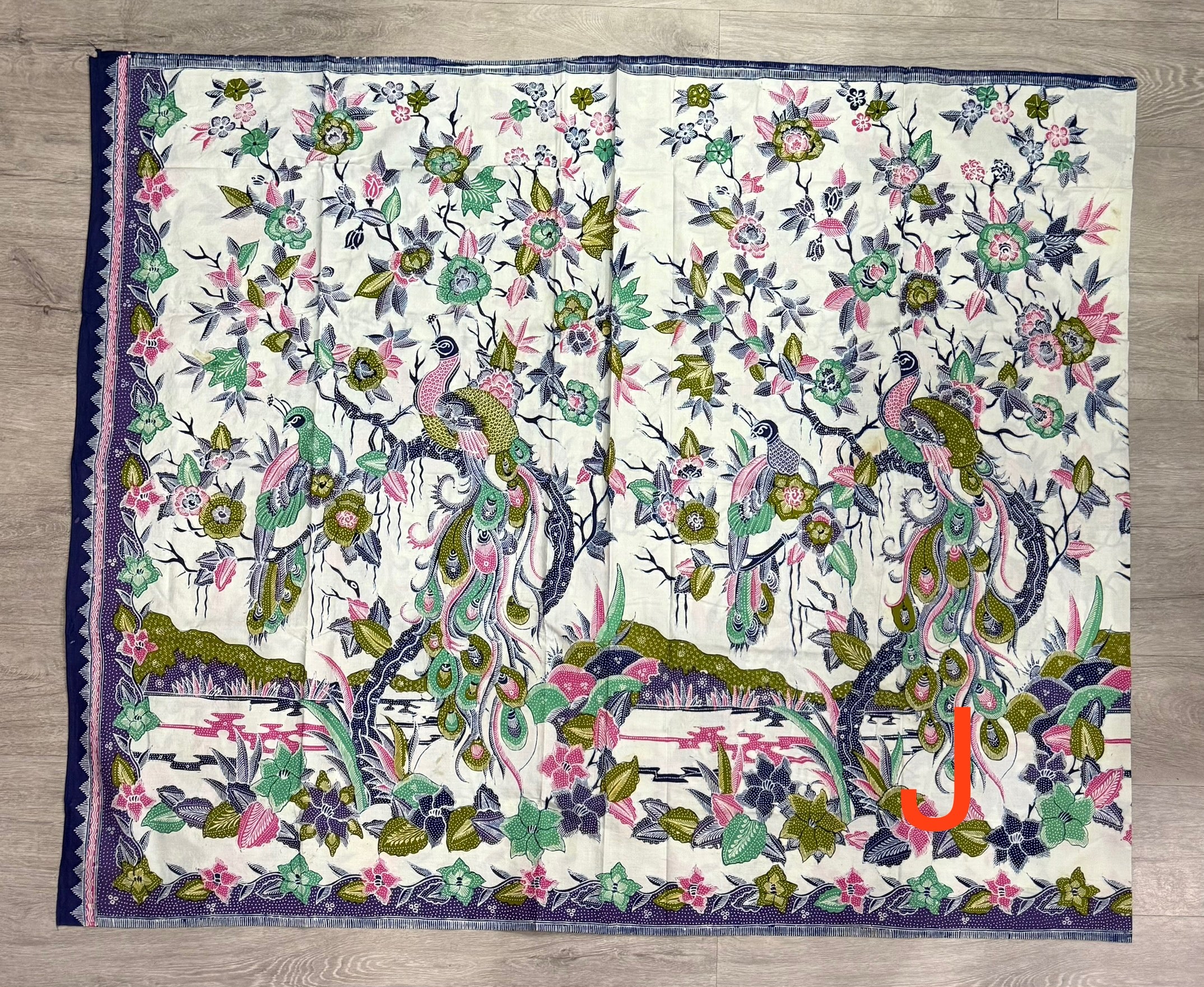 Hand drawn batik fabric