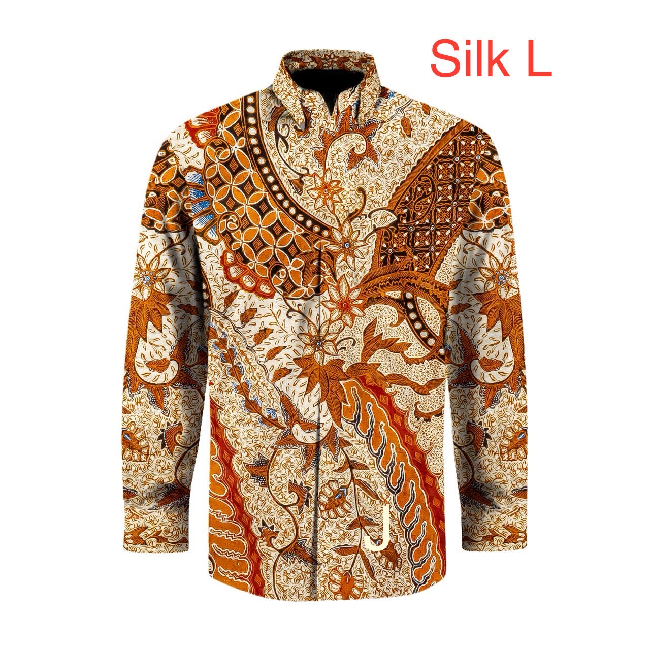 Hand woven silk hand drawn batik long sleeve shirt.