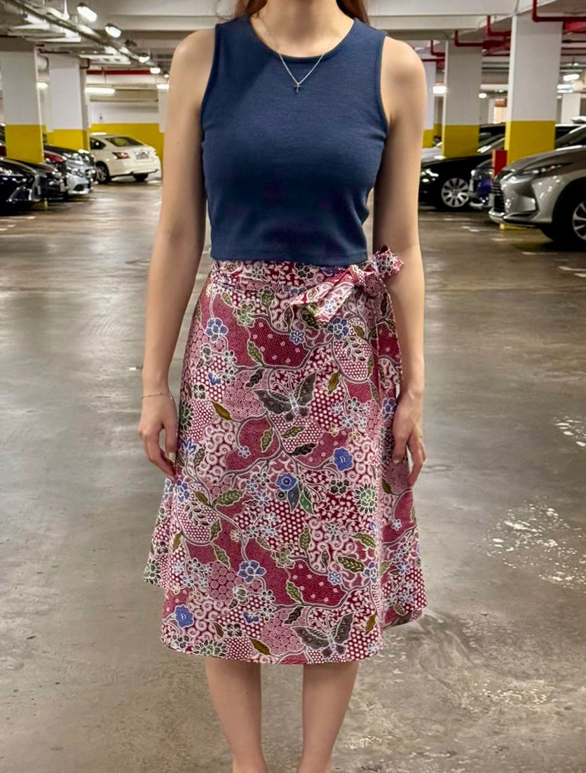 Batik print wrap skirt