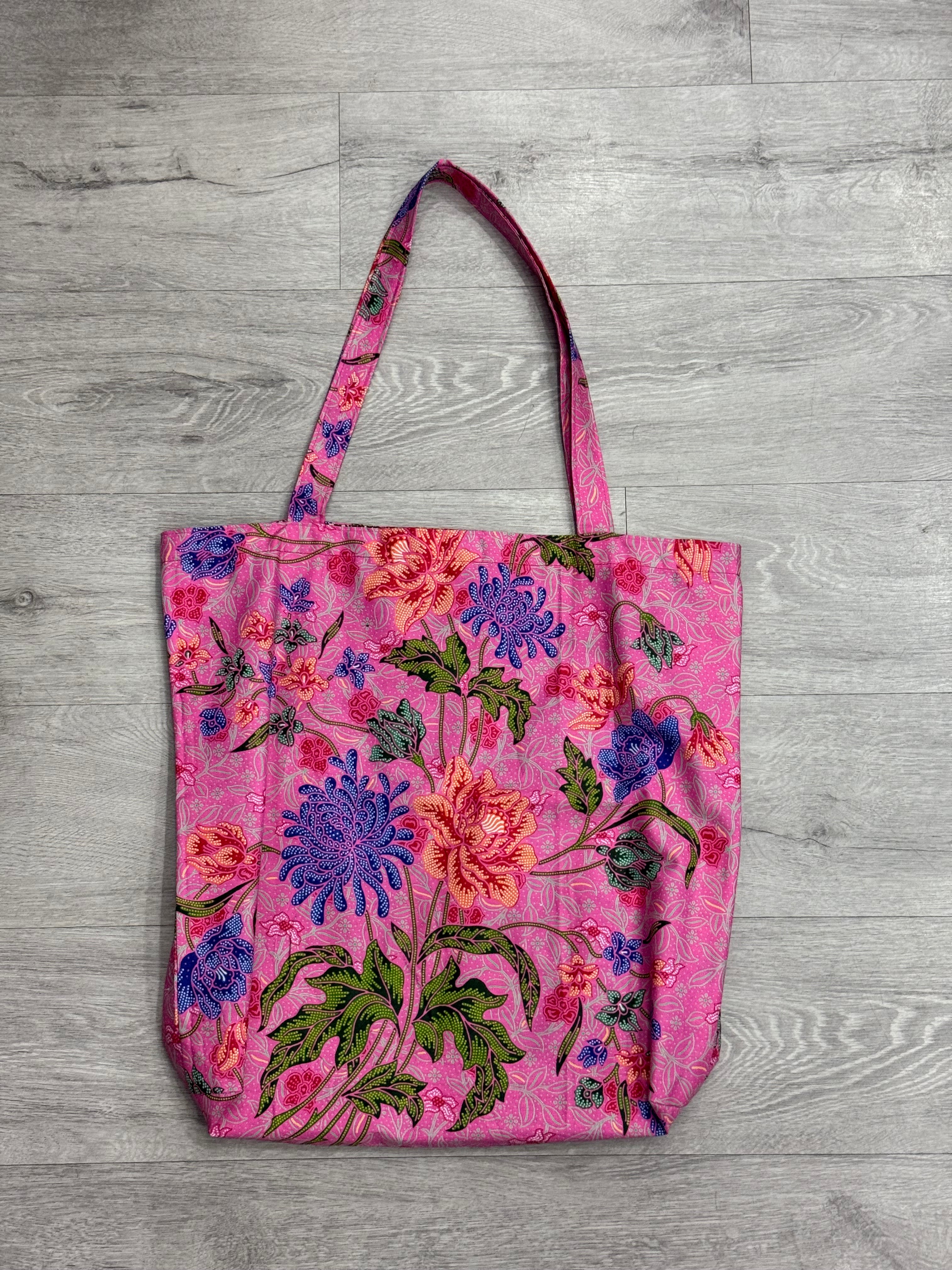 Batik print reversible tote bag
