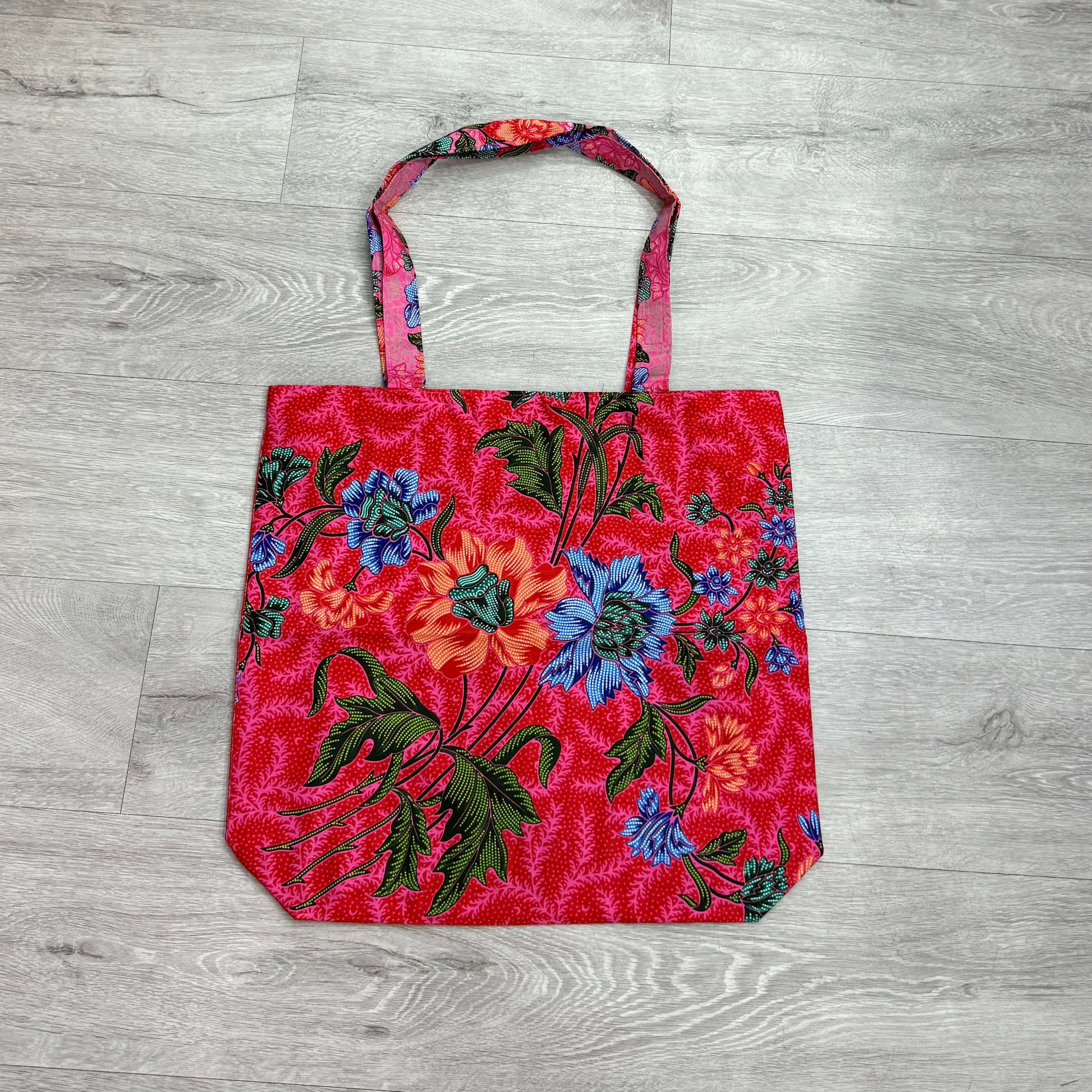 Batik print reversible tote bag