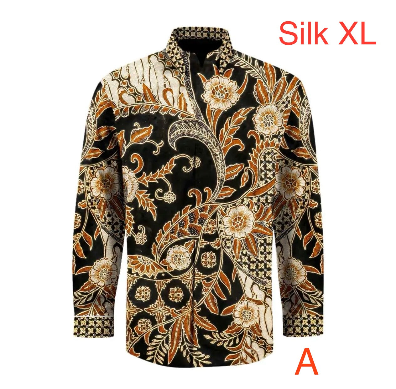 Hand woven silk hand drawn batik long sleeve shirt ( size : XL )