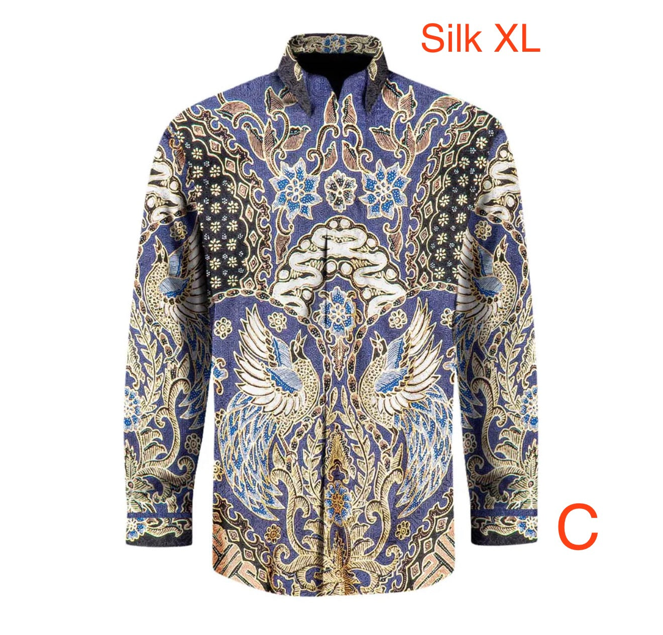 Hand woven silk hand drawn batik long sleeve shirt ( size : XL )