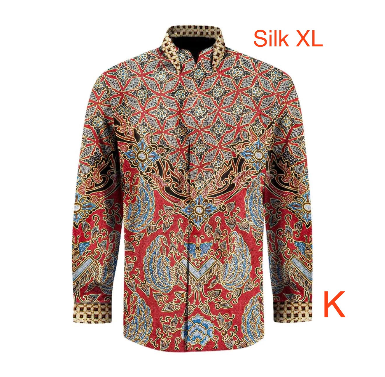 Hand woven silk hand drawn batik long sleeve shirt ( size : XL )