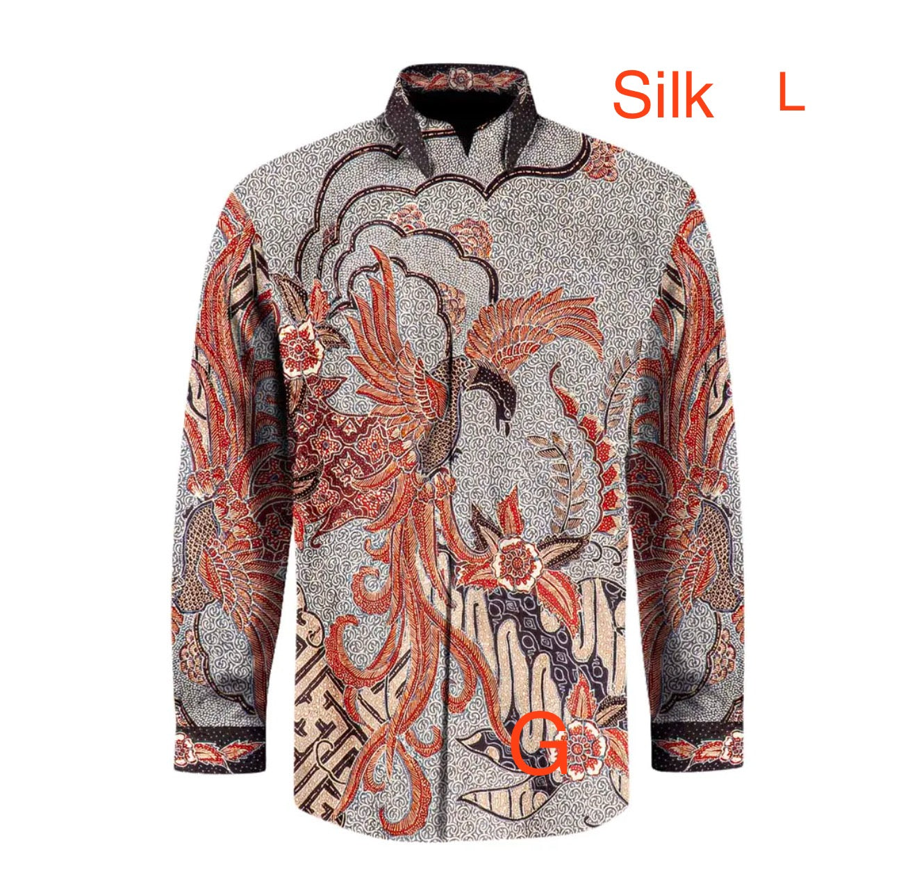 Hand woven silk hand drawn batik long sleeve shirt.