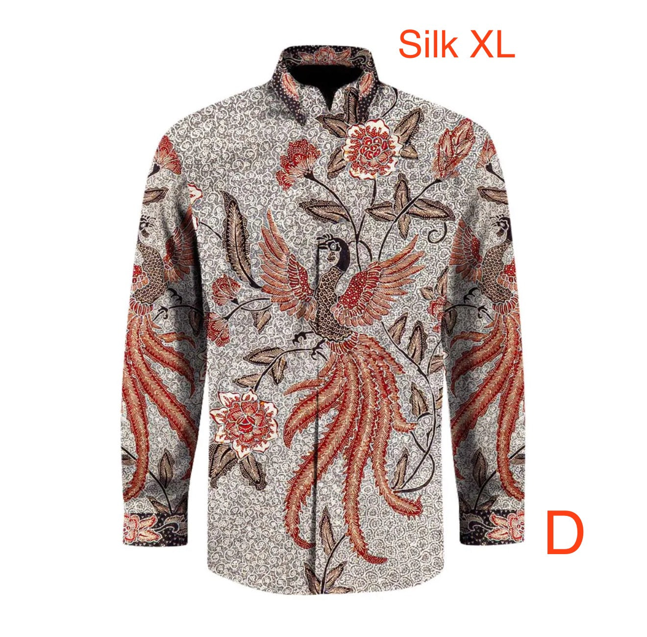 Hand woven silk hand drawn batik long sleeve shirt ( size : XL )