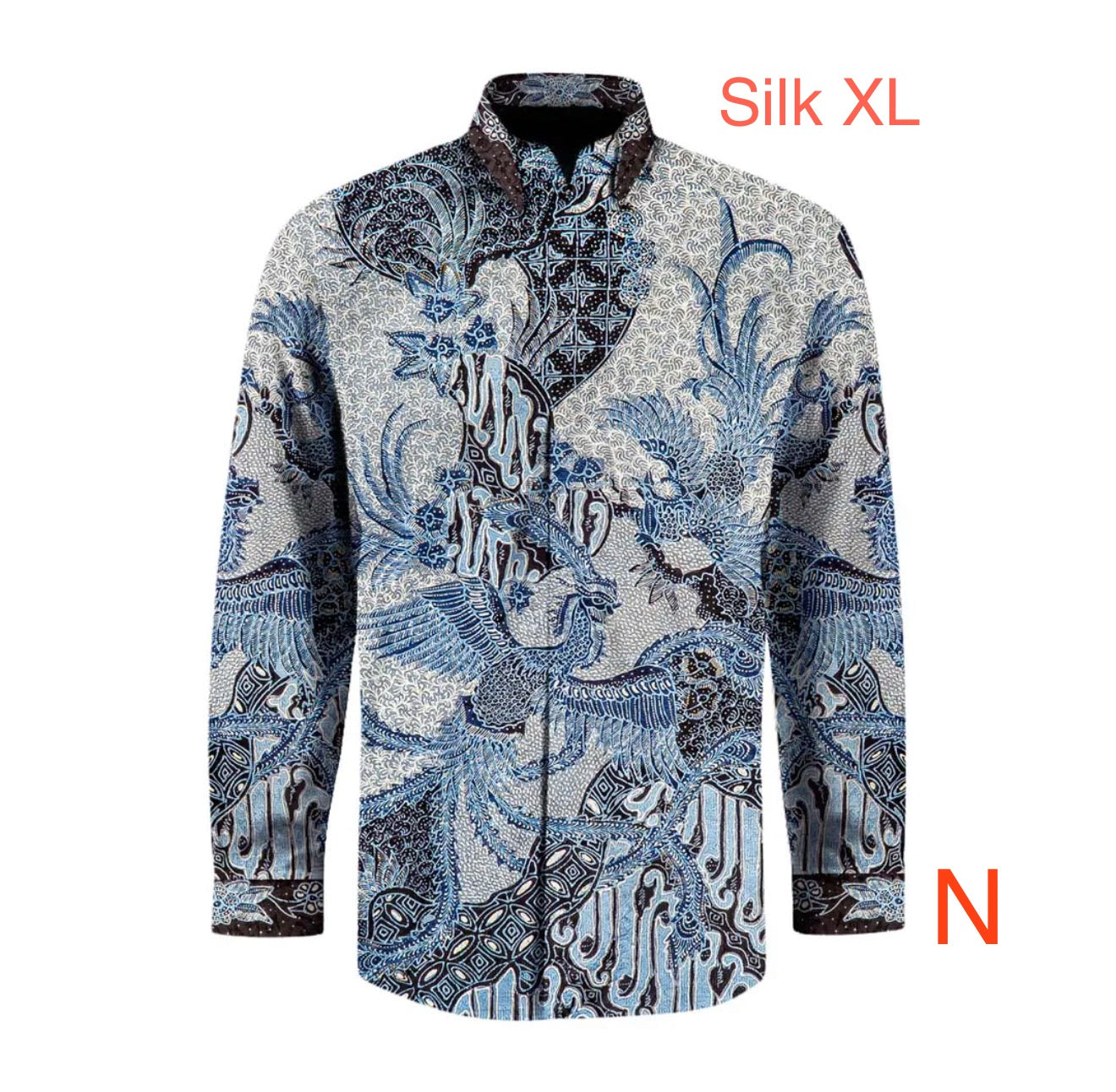 Hand woven silk hand drawn batik long sleeve shirt ( size : XL )