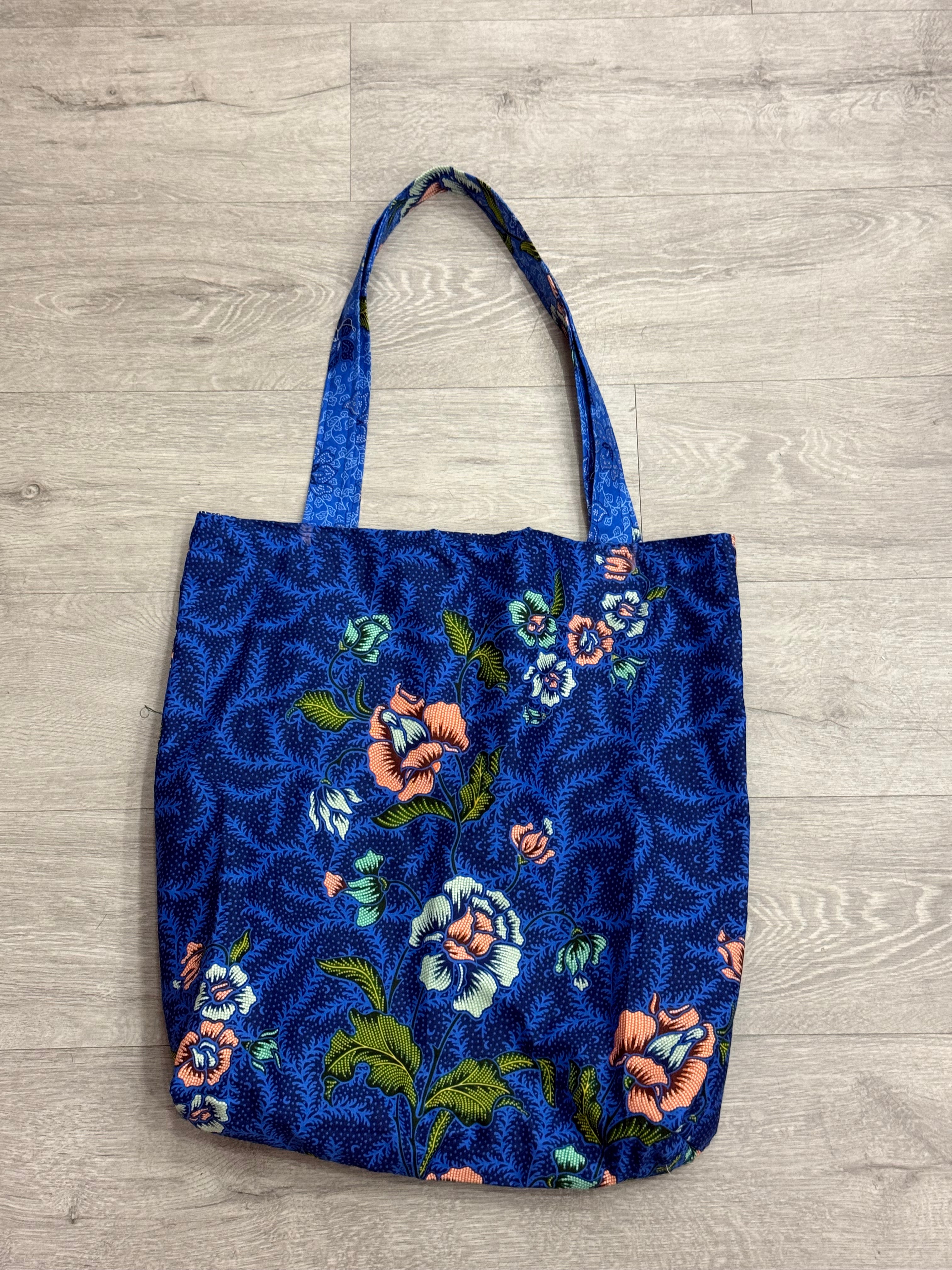 Batik print reversible tote bag