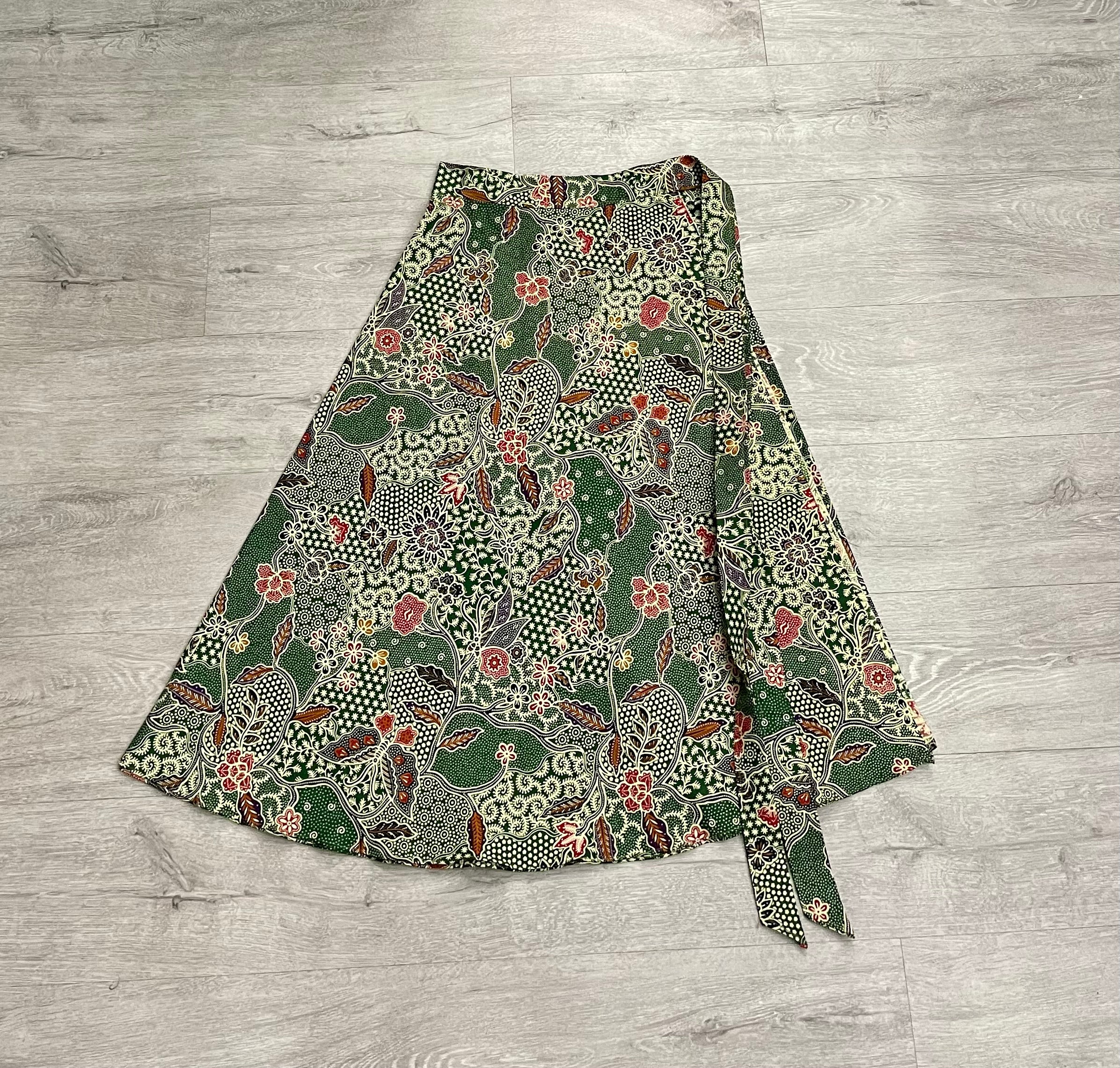 Batik print wrap skirt