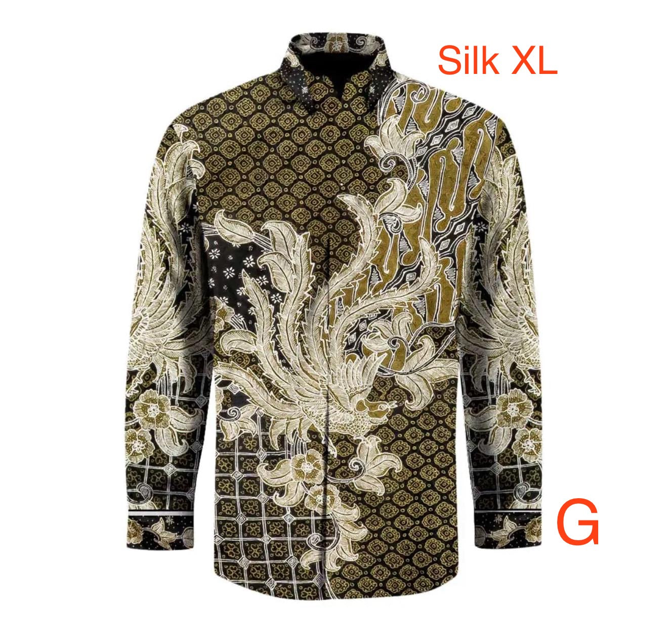Hand woven silk hand drawn batik long sleeve shirt ( size : XL )