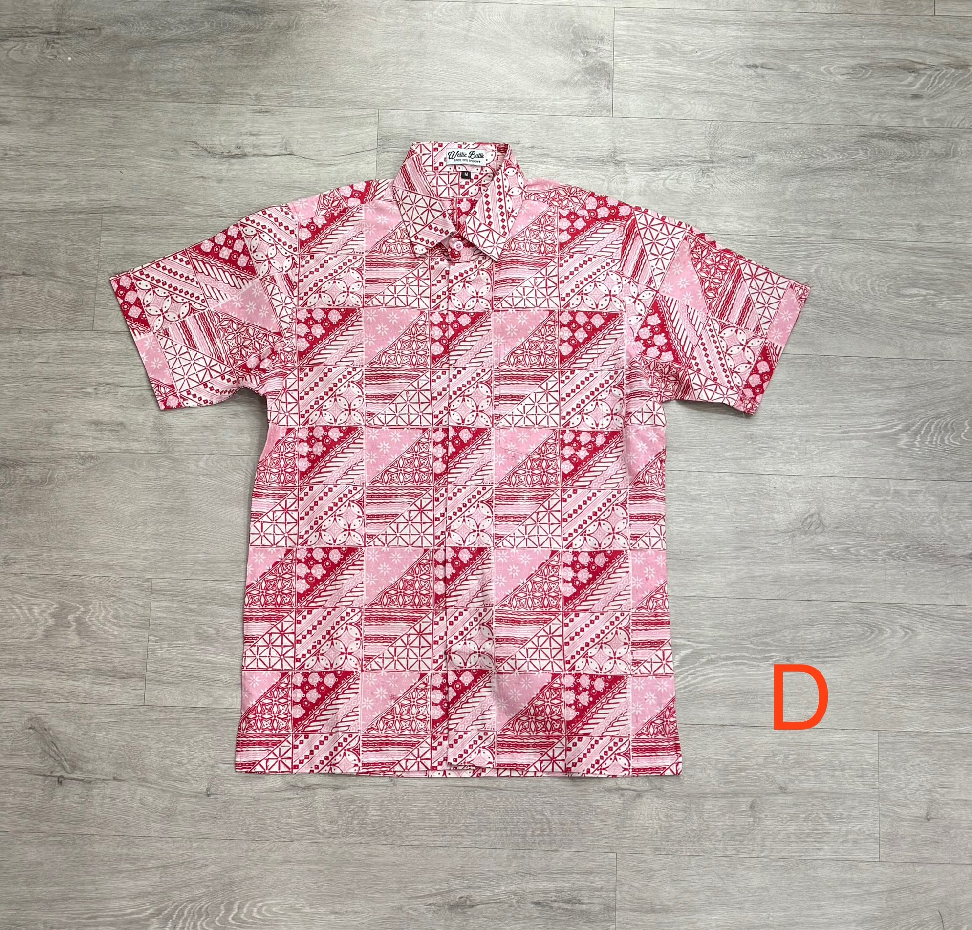 Hand stamped batik short sleeve shirts