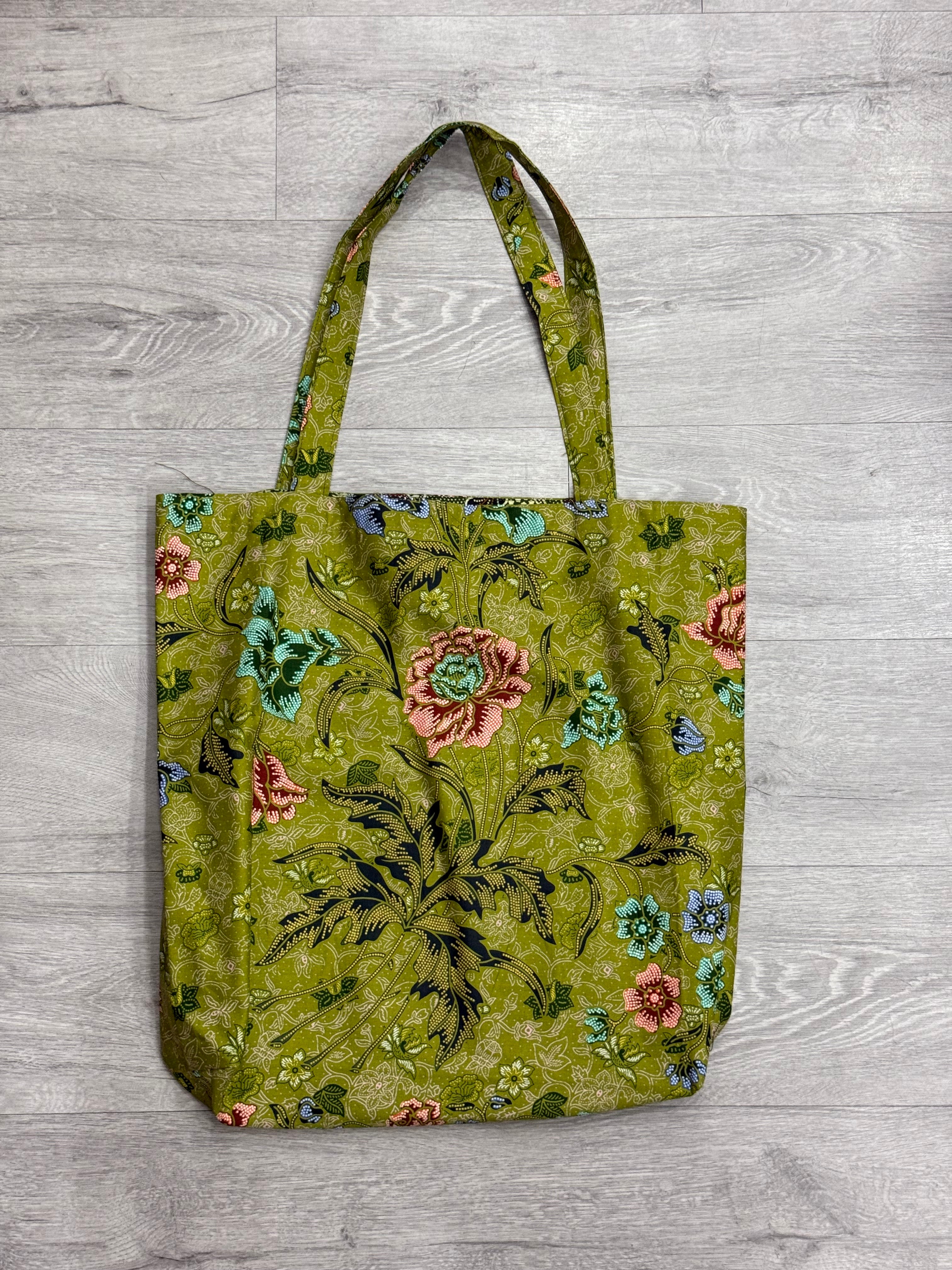 Batik print reversible tote bag