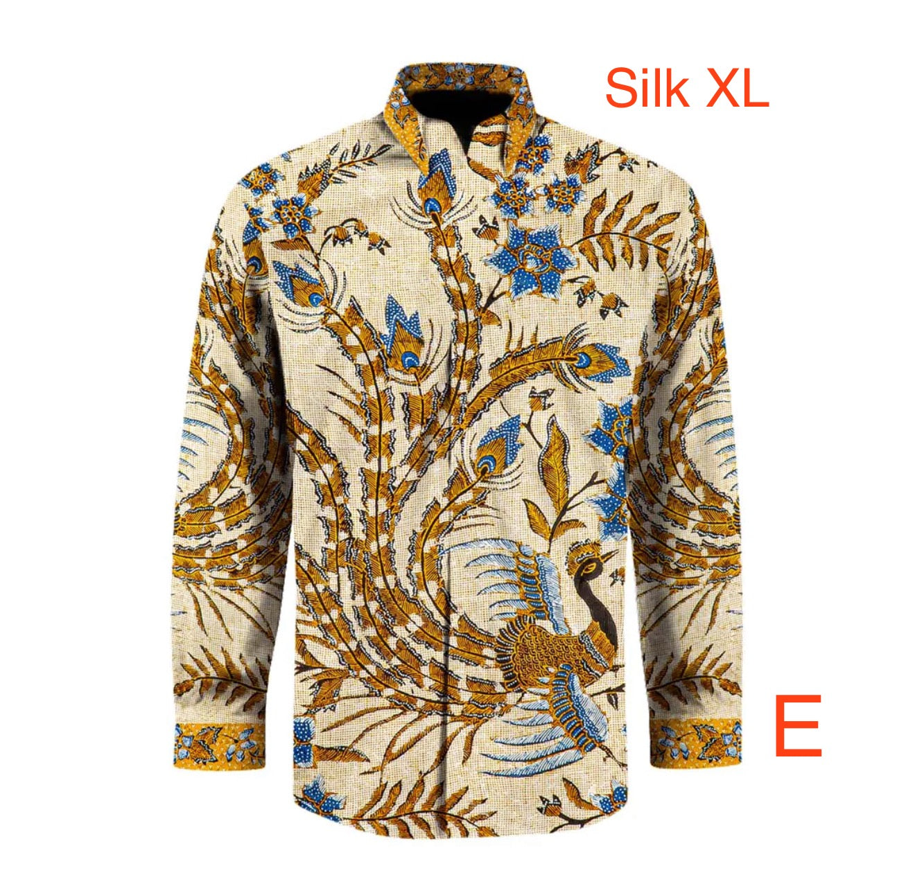 Hand woven silk hand drawn batik long sleeve shirt ( size : XL )