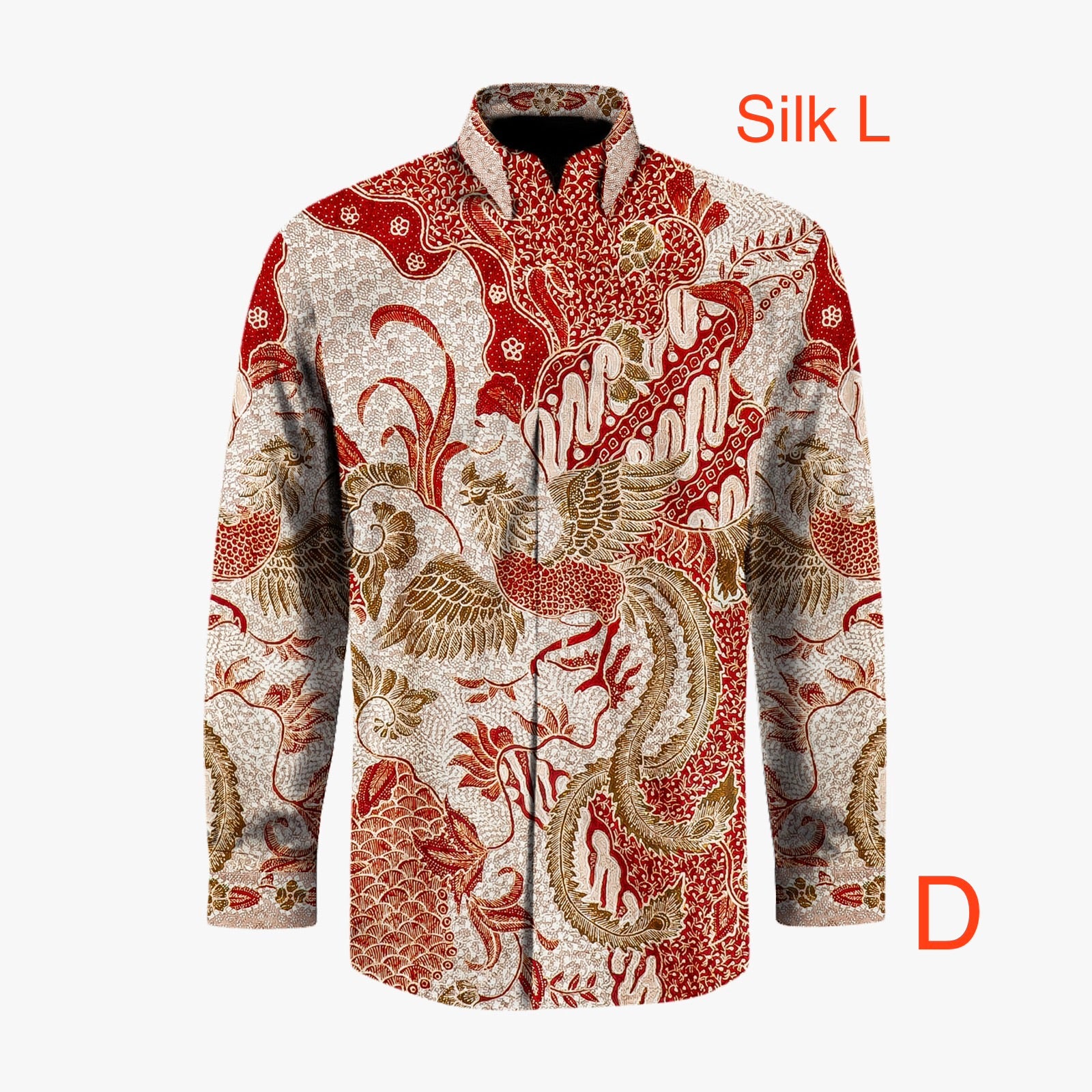 Hand woven silk hand drawn batik long sleeve shirt.