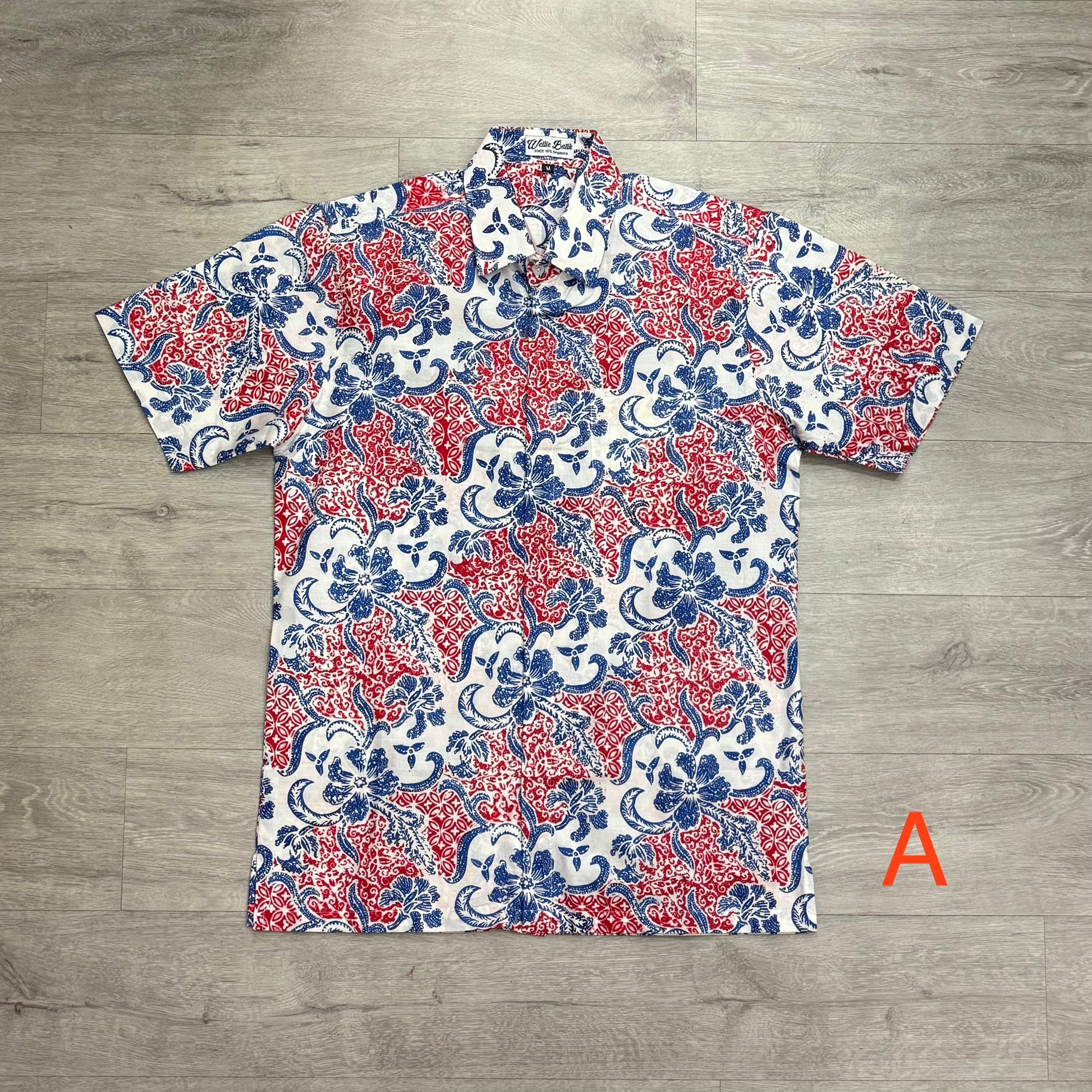 Hand stamped batik short sleeve shirts