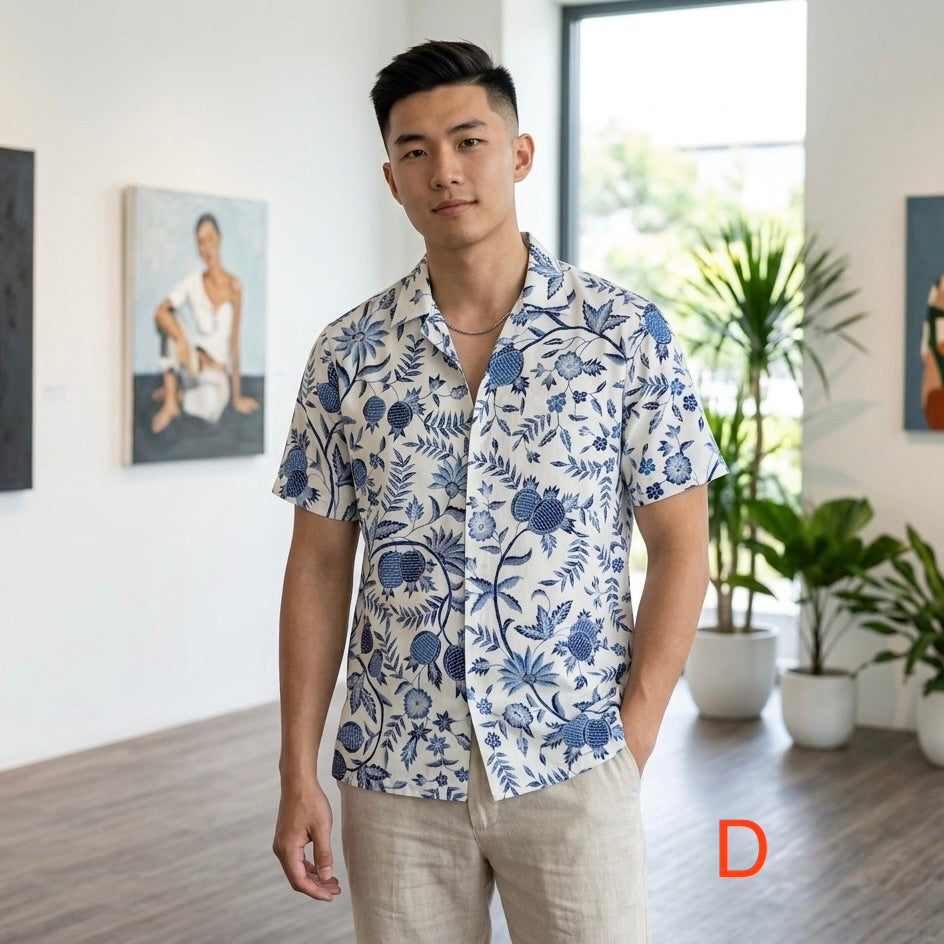 Batik hand drawn short sleeve shirt ( size M )