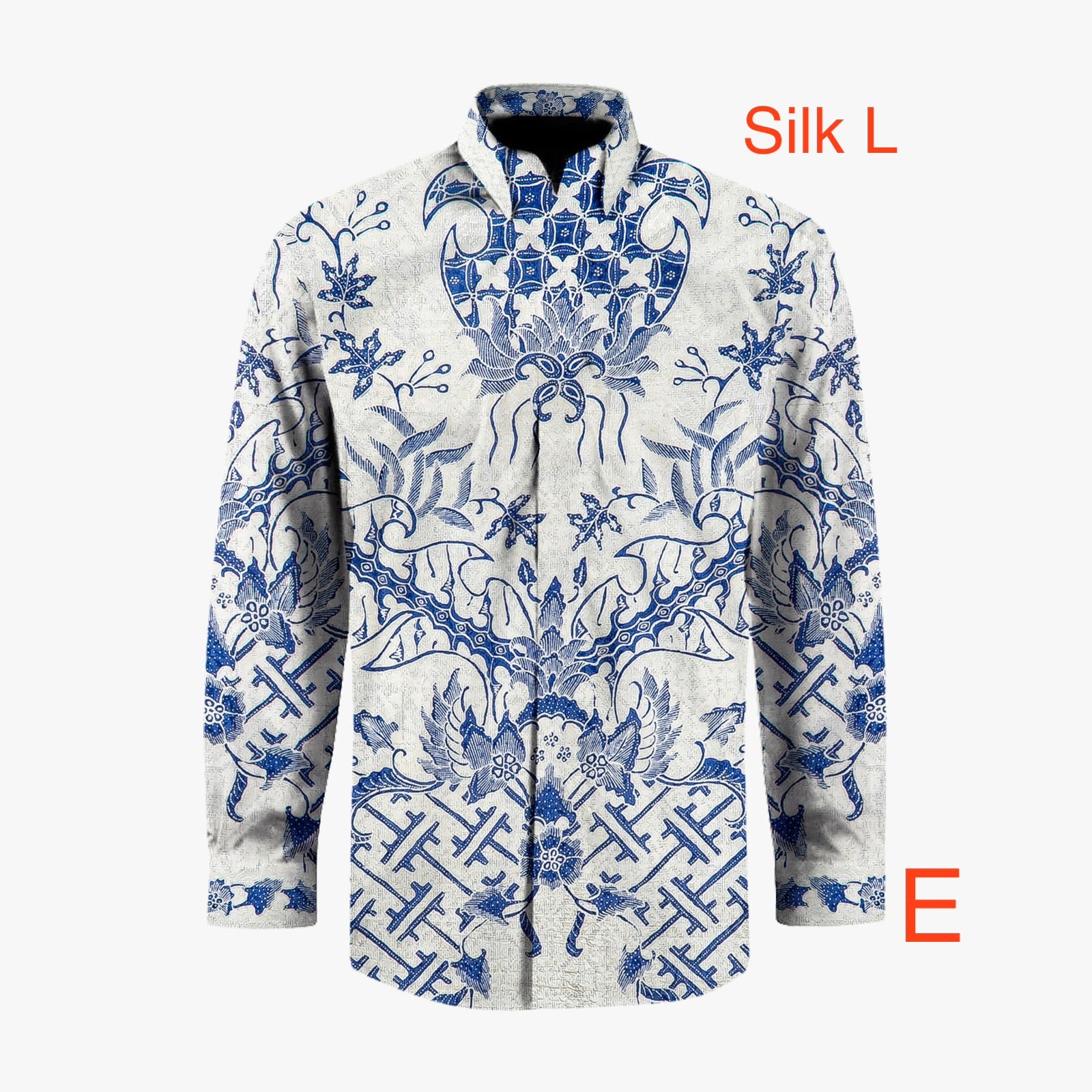 Hand woven silk hand drawn batik long sleeve shirt.