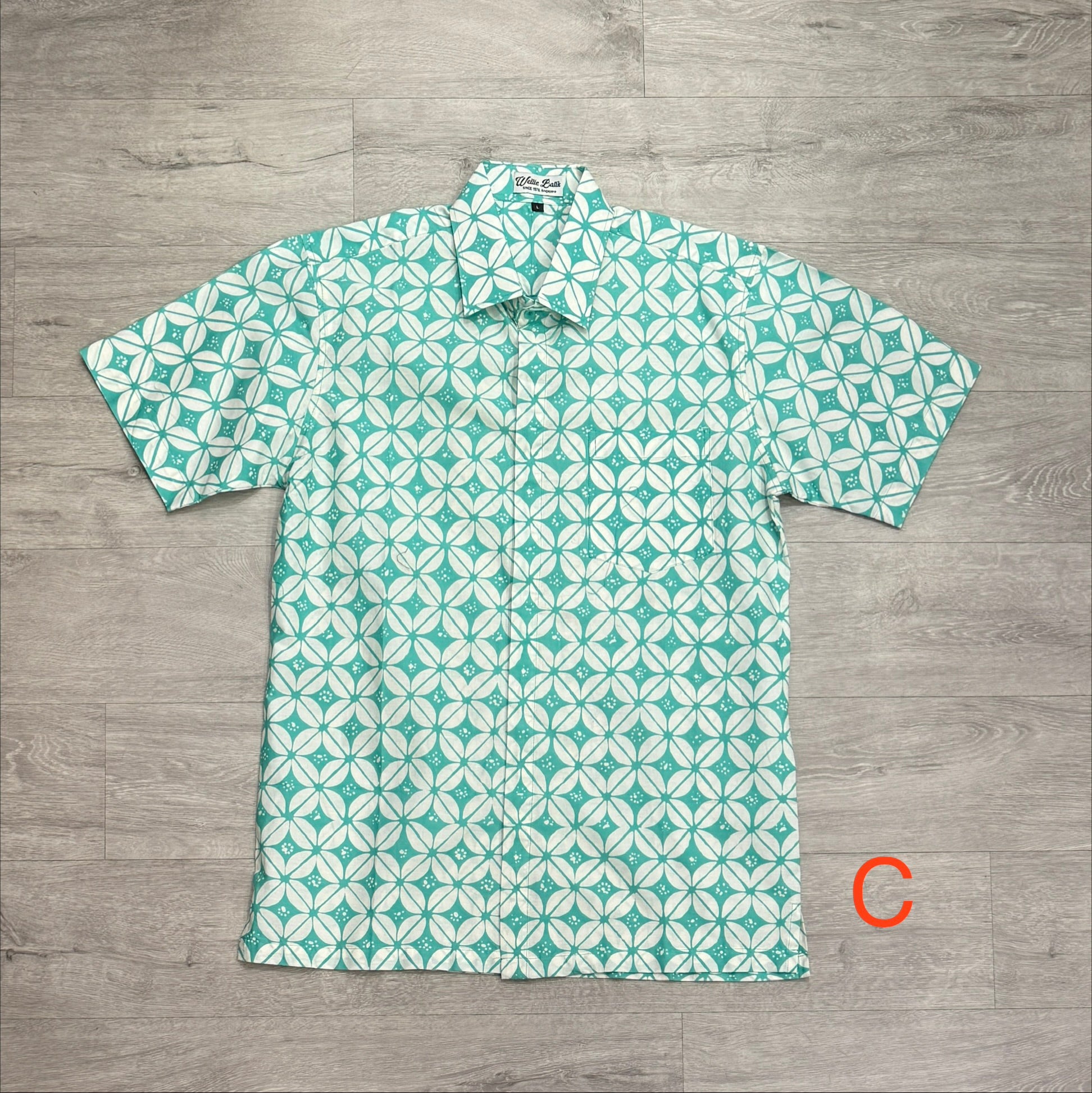 Hand stamped batik short sleeve shirts