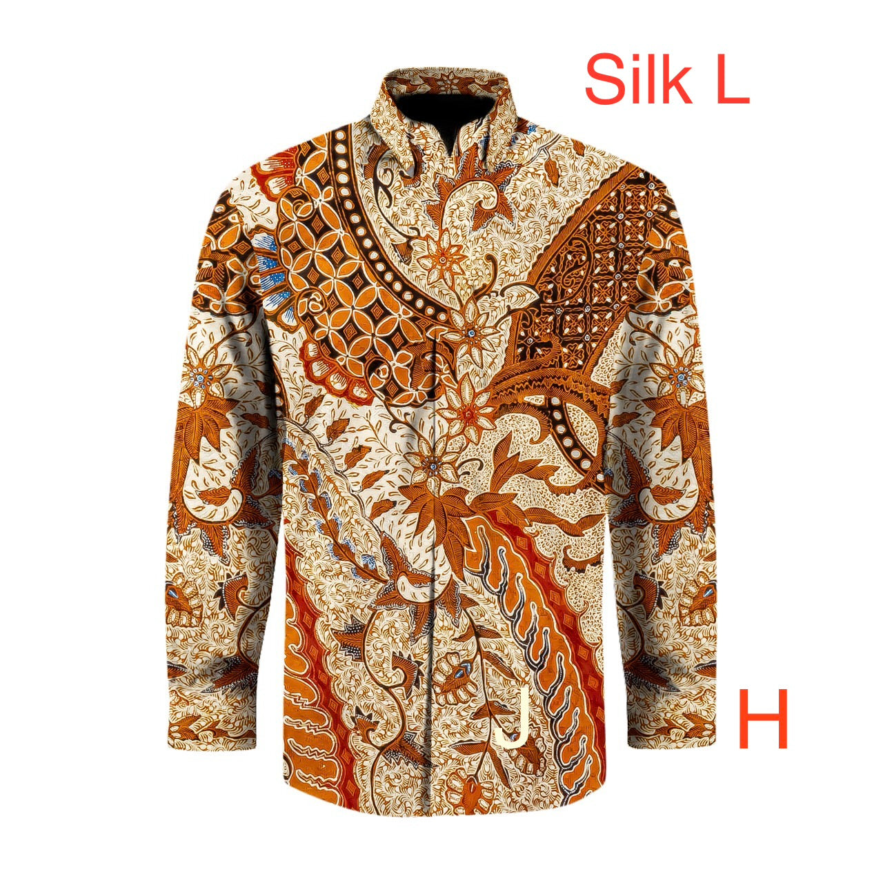 Hand woven silk hand drawn batik long sleeve shirt.