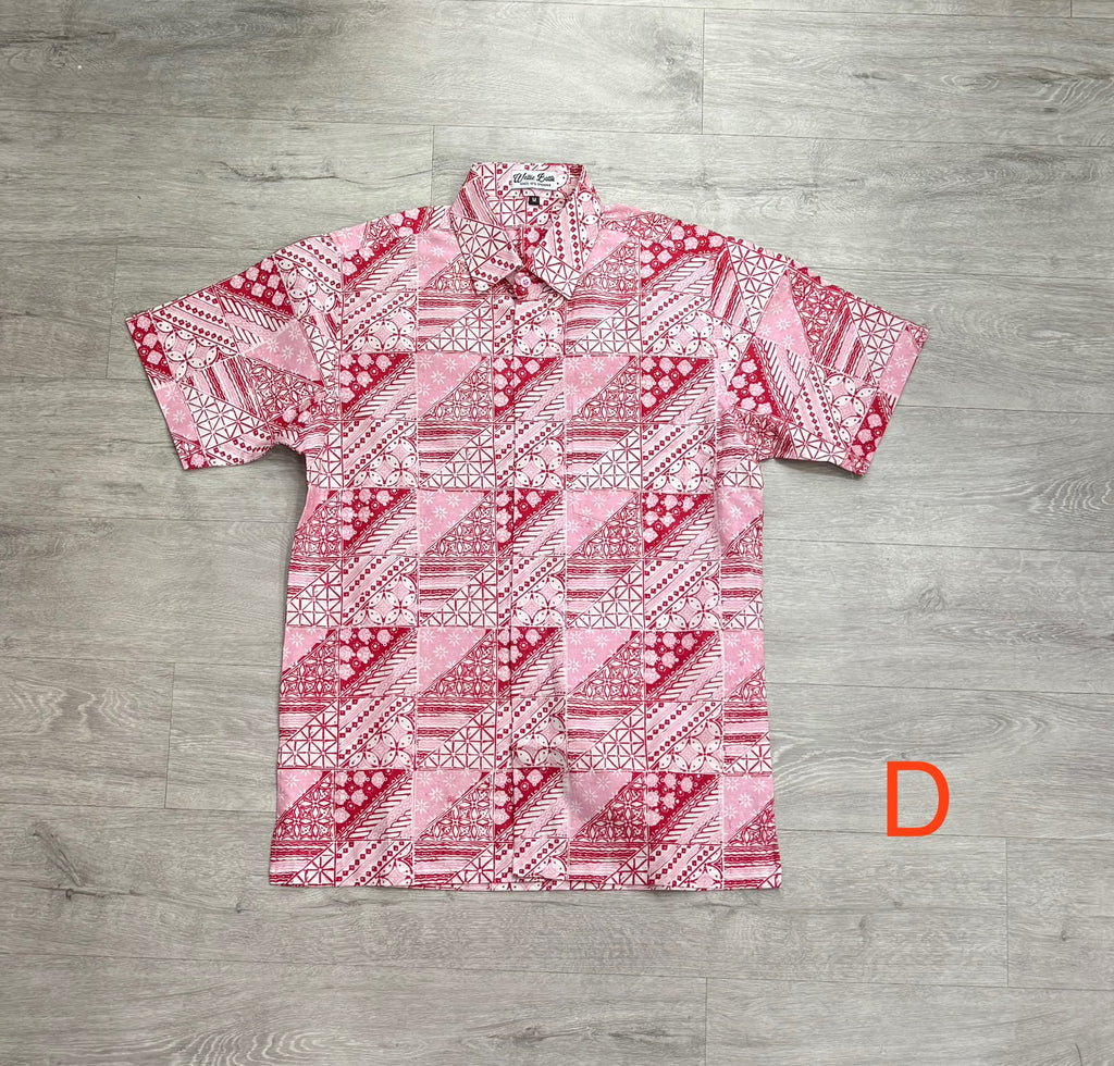 Hand stamped batik short sleeve shirts
