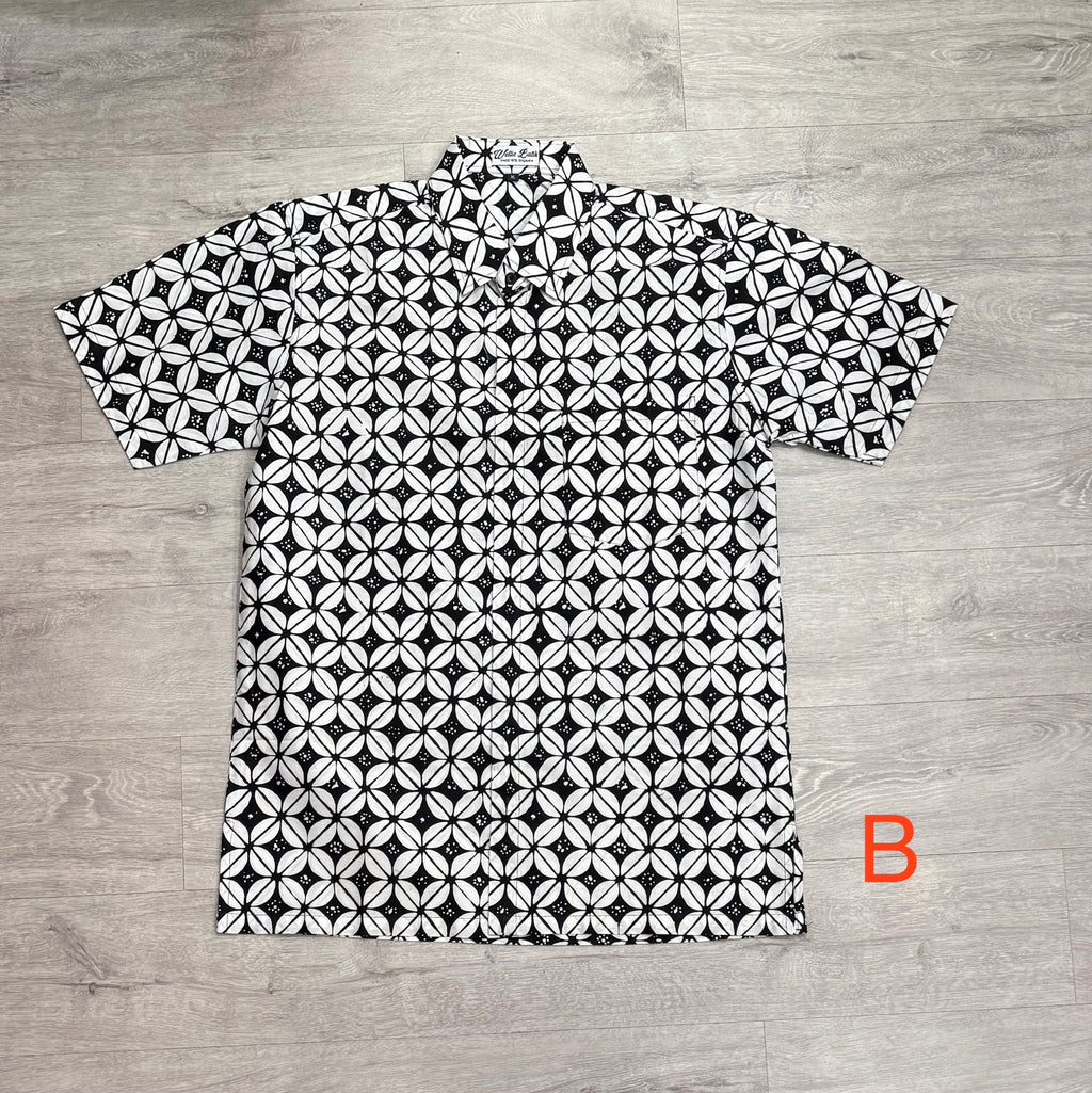 Hand stamped batik short sleeve shirts