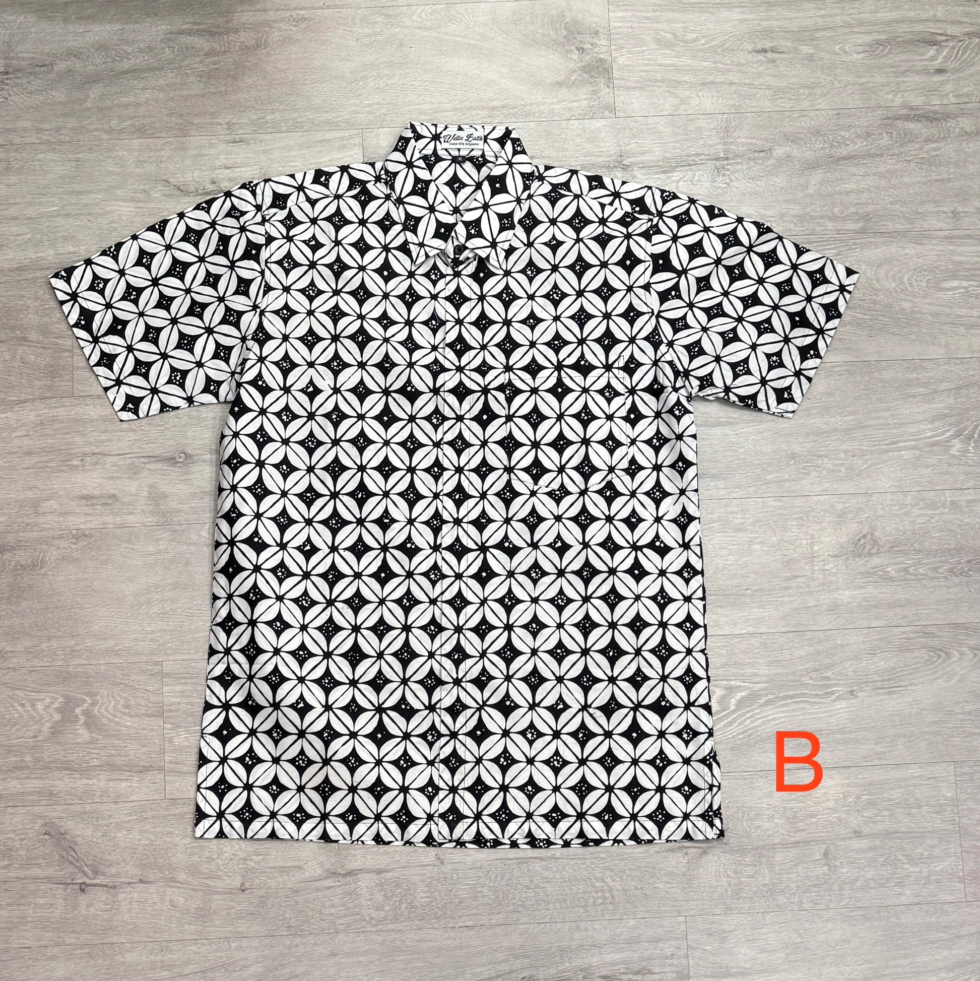 Hand stamped batik short sleeve shirts