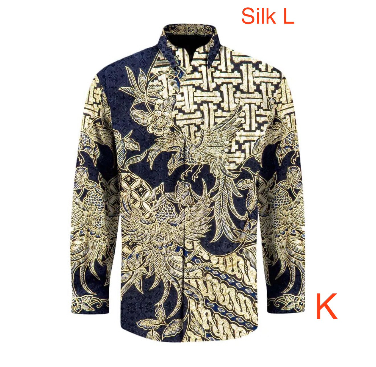 Hand woven silk hand drawn batik long sleeve shirt.