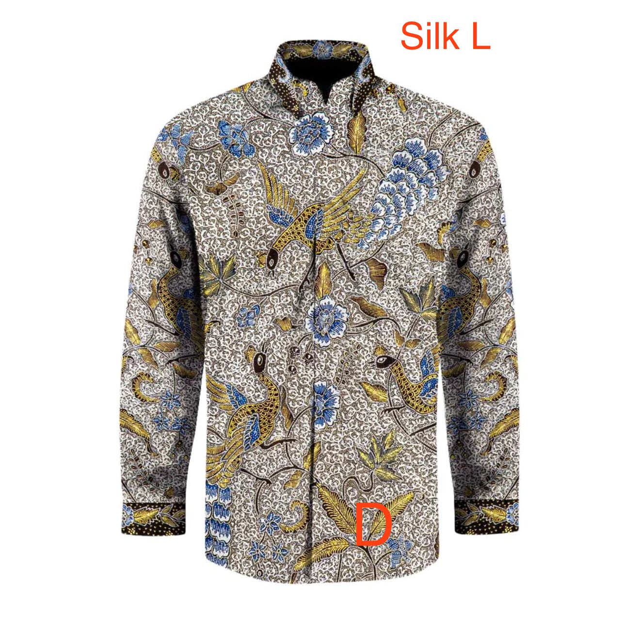 Hand woven silk hand drawn batik long sleeve shirt.