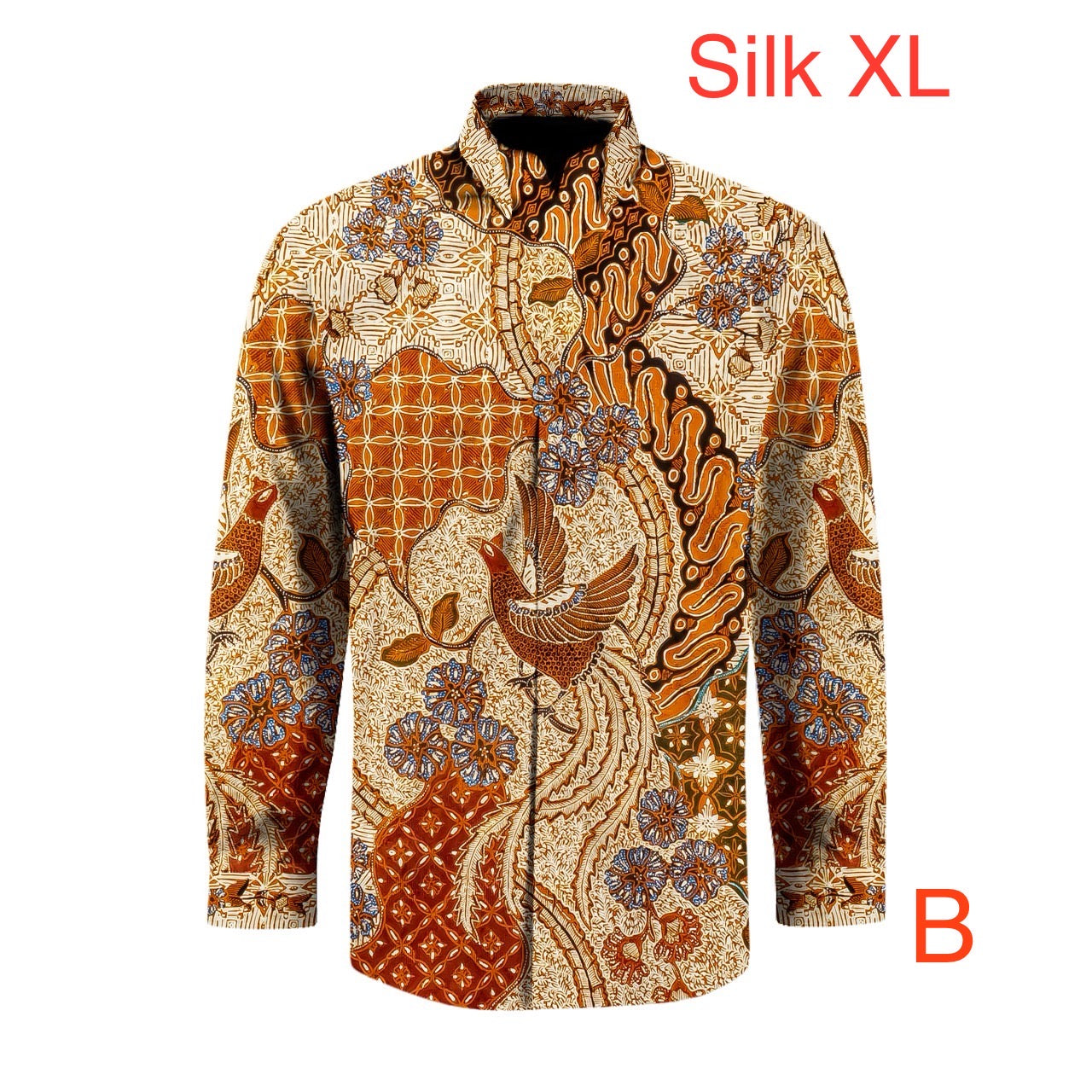 Hand woven silk hand drawn batik long sleeve shirt ( size : XL )