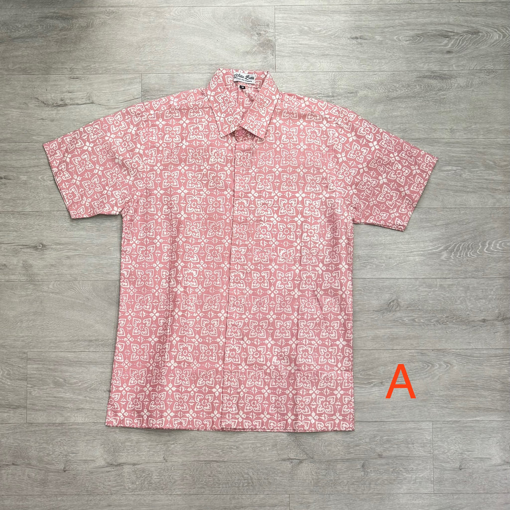 Hand stamped batik short sleeve shirts