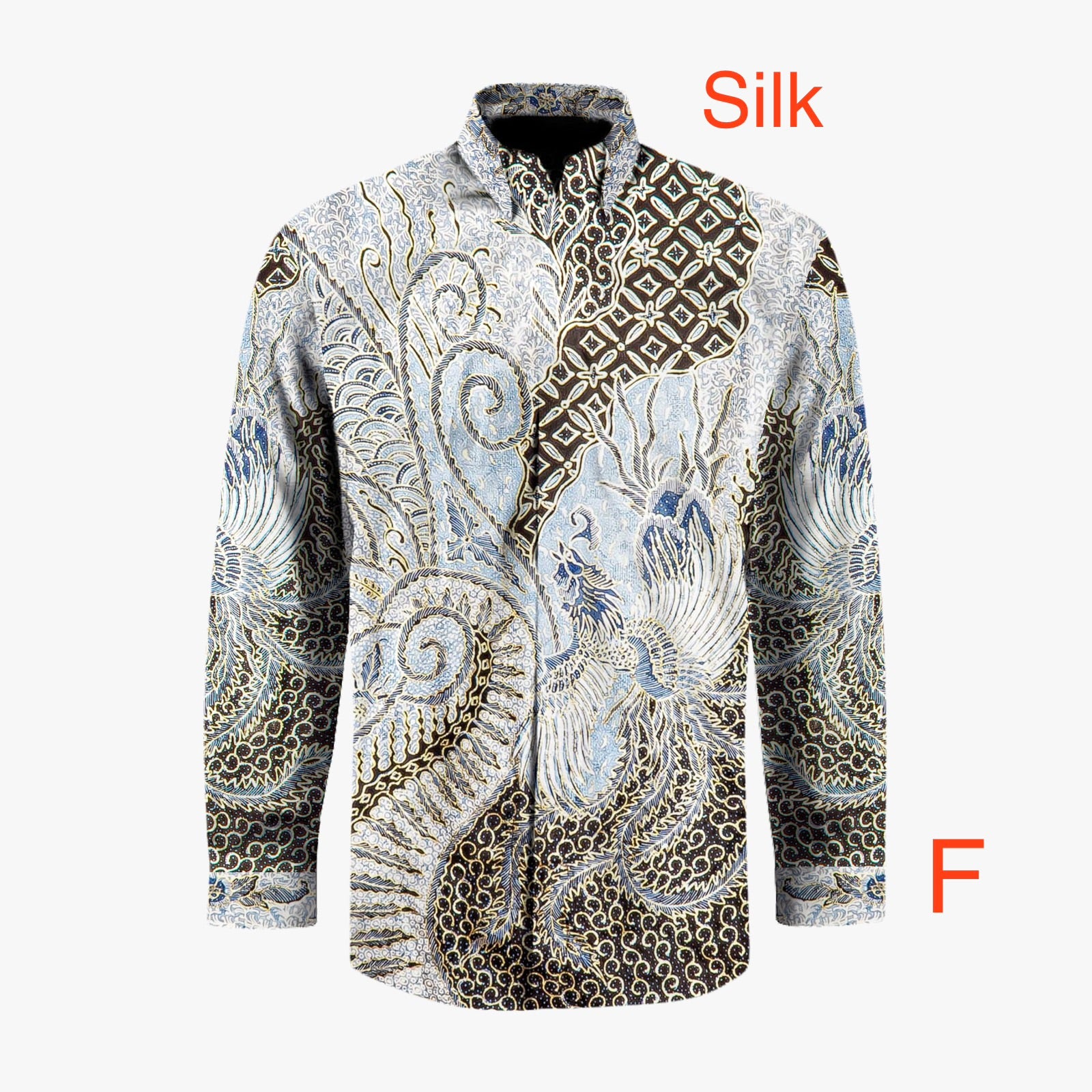 Hand woven silk hand drawn batik long sleeve shirt ( size : XL )