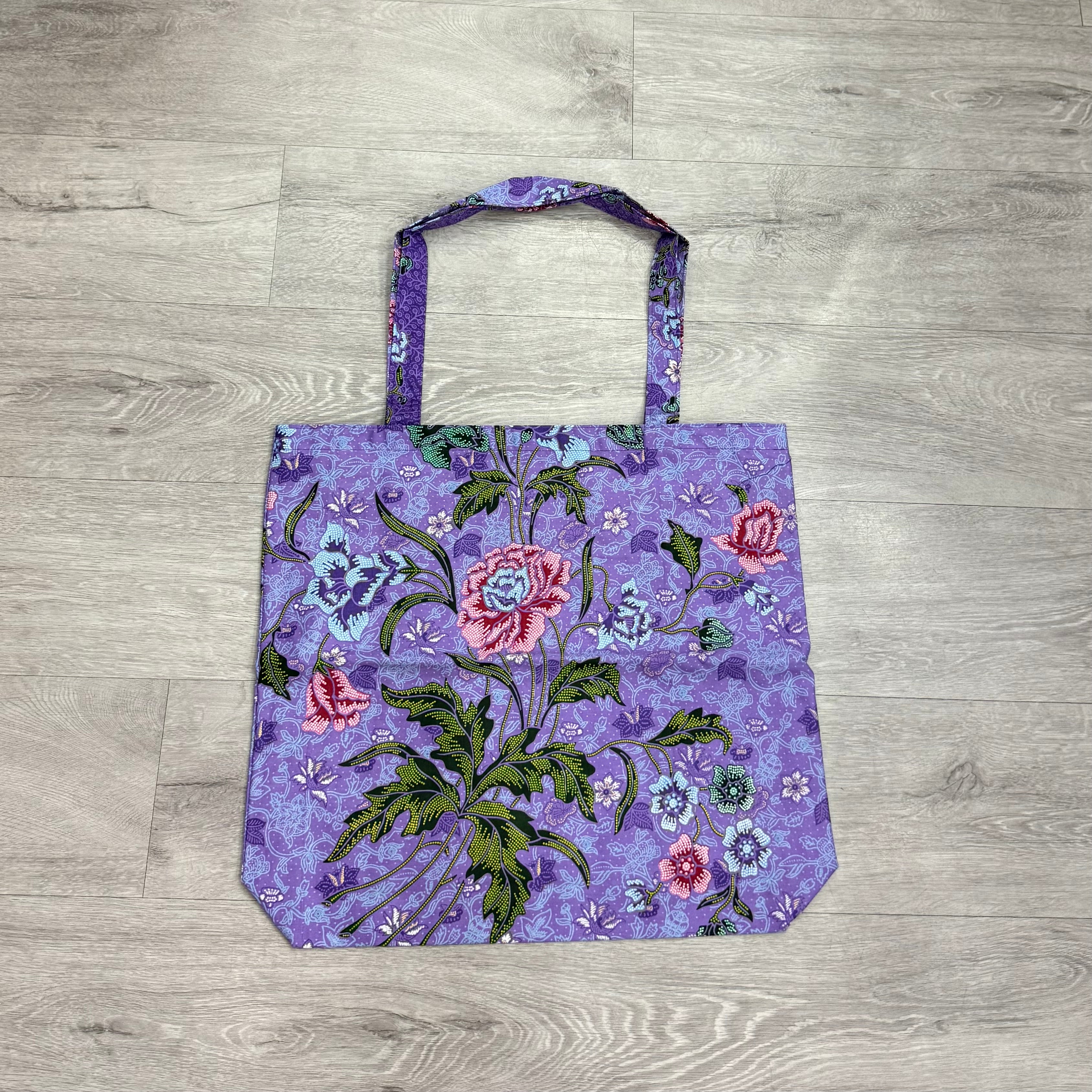 Batik print reversible tote bag